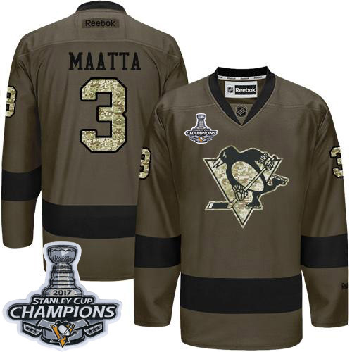 Penguins #3 Olli Maatta Green Salute to Service Stanley Cup Finals Champions Stitched NHL Jersey